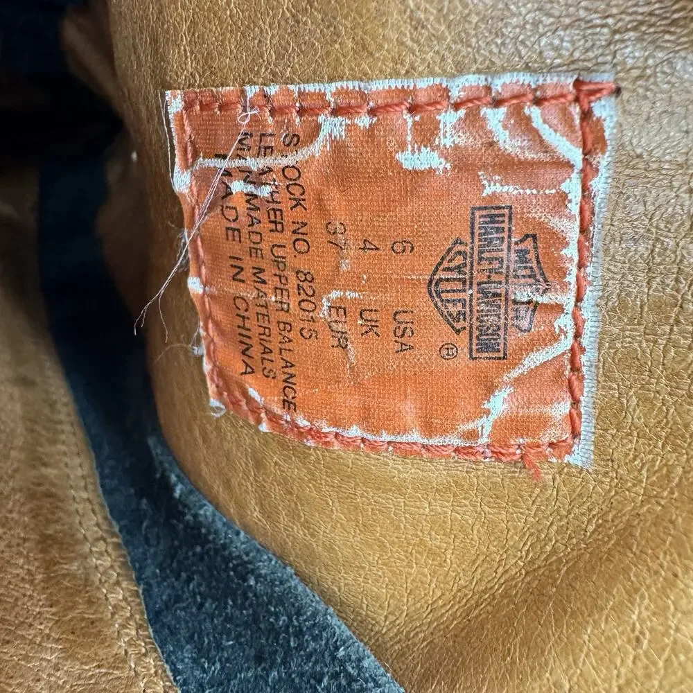 Vintage Harley-Davidson Tall Boots Women 6 Black Riding Eagle Logo Leather - Picture 14 of 16